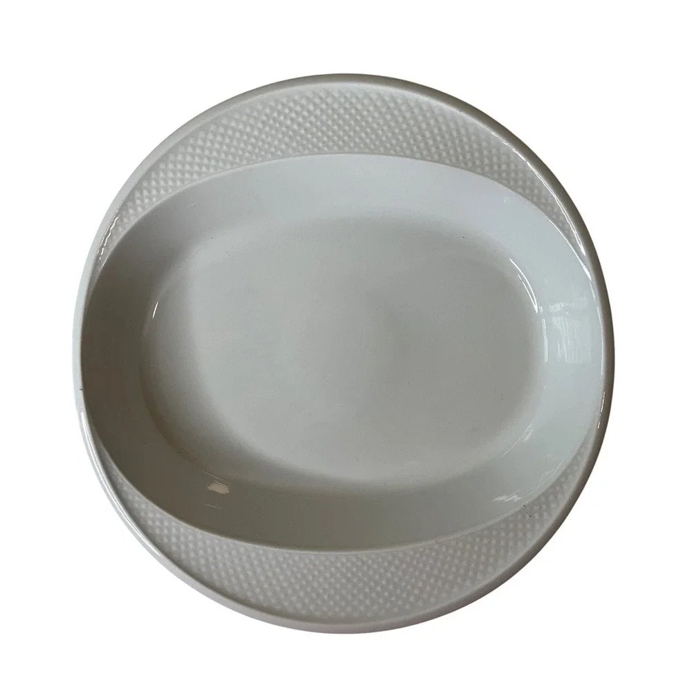 Set (4) Caddy Tognana Italy White Ceramic‎ Bowls Plates Textured Rim Replacement
